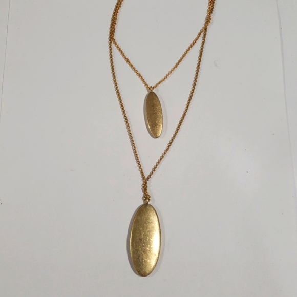 Layered Dual tone Double Pendant 34-inch Long Necklace - Women's Fashion Jewelry - Picture 4 of 8